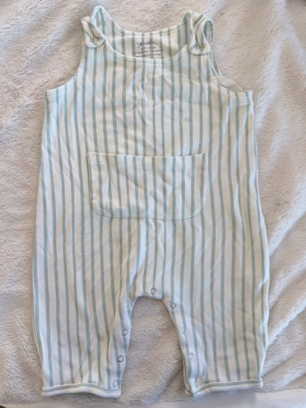 Pehr Stripped Pocket Overalls in Sea 6-12m